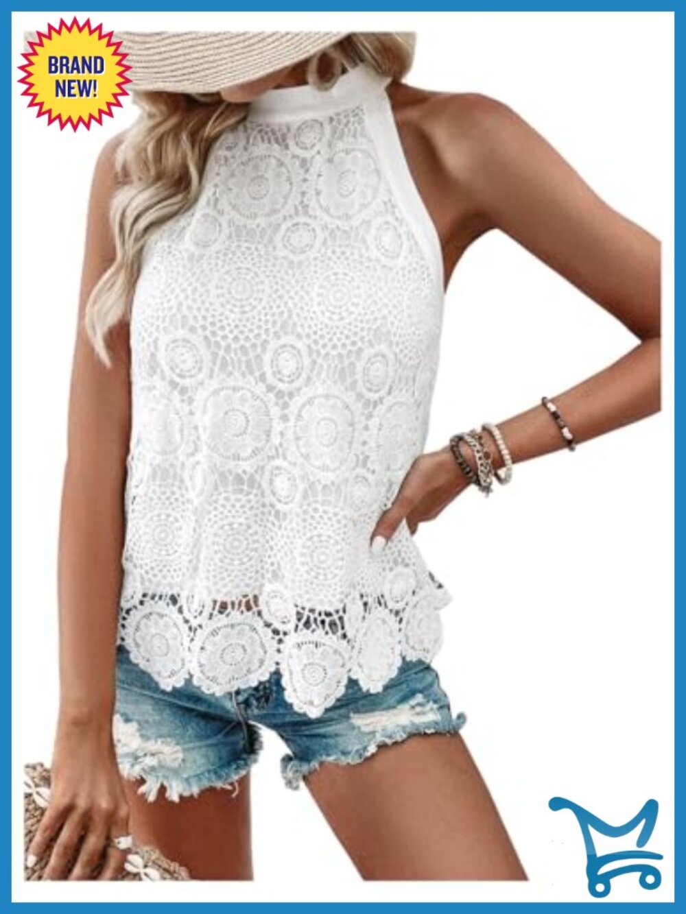 Boho Crochet Halter Neck Tank Top Sleeveless Embroidered Women's